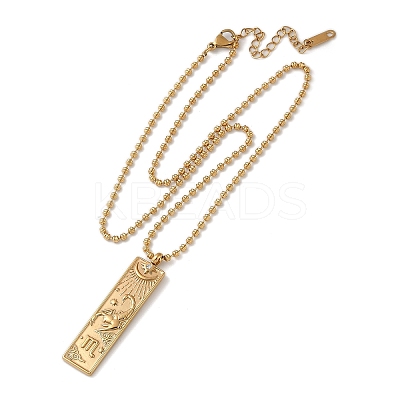 304 Stainless Steel Clear Cubic Zirconia Rectangle Constellation Pendant Necklaces for Women Men NJEW-S435-01G-H-1