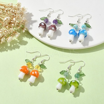 4 Pair 4 Style Acrylic Mushroom Dangle Earrings EJEW-TA00308-1