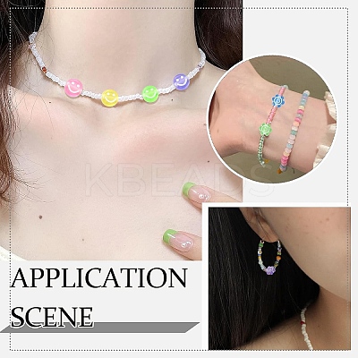 100Pcs Smiling Face Transparent Acrylic Beads MACR-YW0003-47A-1