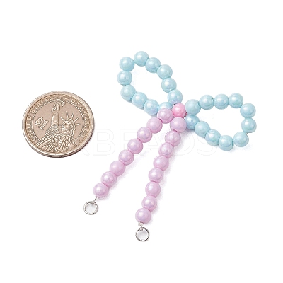 3Pcs 3 Styles Opaque Acrylic Beads with Brass Crimp Beads and Iron Open Jump Rings Pendants PALLOY-JF03487-1