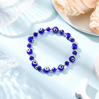 Handmade Evil Eye Lampwork & & Glass Beads Stretch Bracelets for Men Women BJEW-JB12368-1