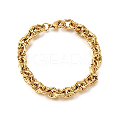 304 Stainless Steel Cable Chain Bracelets for Women LS-BJEW-Q050-01A-G-1