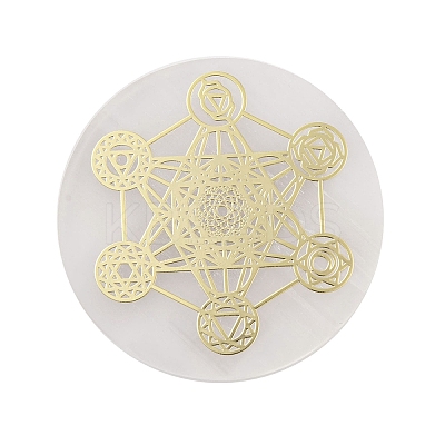 Flat Round Natural Selenite Slice Coasters DJEW-C015-02C-1