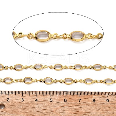 Brass Glass Oval Link Chains CHC-R001-02G-04-1