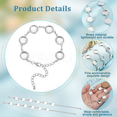 60Pcs Transparent Glass Cabochons with 10Pcs Brass Bracelet Making DIY-GO0002-32B-1