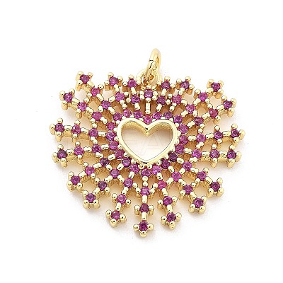 Brass Micro Pave Cubic Zirconia Pendants KK-Q006-35G-01-1