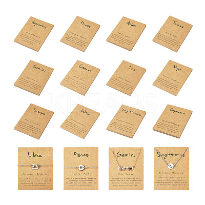 120Pcs 12 Styles 12 Constellation Theme Cardboard Jewelry Display Cards AJEW-FW0001-02-1