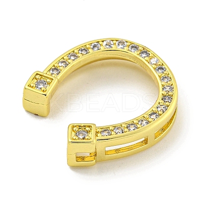 Rack Plating Brass Micro Pave Clear Cubic Zirconia Slide Charms KK-B091-41G-1