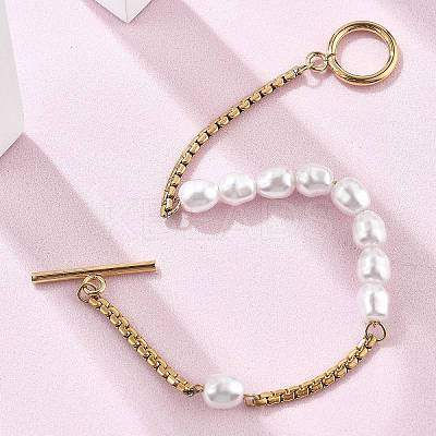 304 Stainless Steel Boston Link Chains Bracelets for Women BJEW-C089-10G-1