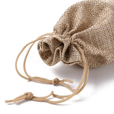 Polyester Imitation Burlap Packing Pouches Drawstring Bags ABAG-R004-14x10cm-05-1