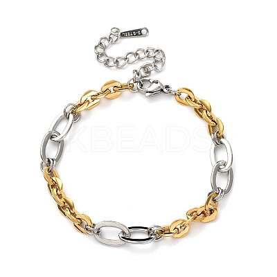 304 Stainless Steel Oval Link Chain Bracelets BJEW-K284-03C-GP-1