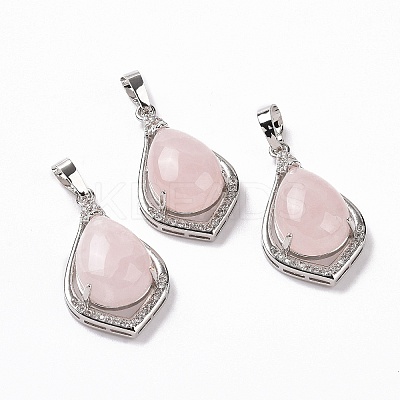Natural Rose Quartz Pendants G-H283-04P-24-1