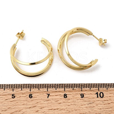 Triple C-Shaped 201 Stainless Steel Stud Earrings EJEW-Z151-09G-1