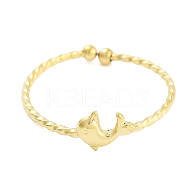 Real 18K Gold Plated 304 Stainless Steel Open Cuff Rings for Women LS-RJEW-B061-02G-04-1