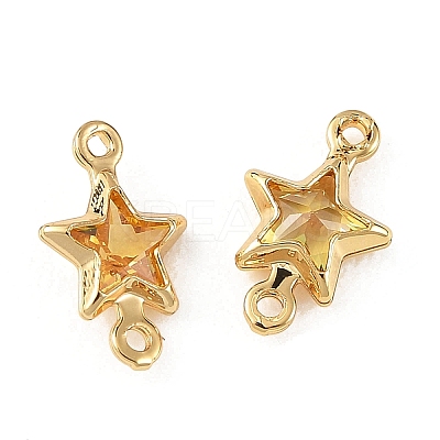 SHEGRACE Brass Pave Cubic Zirconia Star Connector Charms XGRQ2O165-441C-G-1