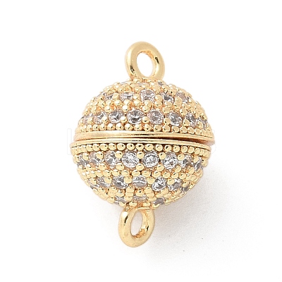 Brass Micro Pave Cubic Zirconia Magnetic Clasps KK-U052-03G-1