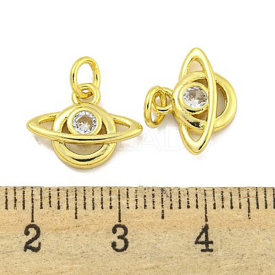 Rack Plating Brass Micro Pave Clear Cubic Zirconia Pendant KK-B091-39G-1