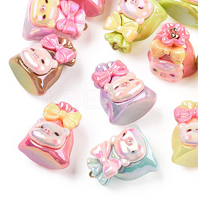 UV Plated Rainbow Resin Pendants RESI-N039-01-1