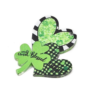 Saint Patrick's Day Opaque Printed Acrylic Pendants OACR-A045-05B-1