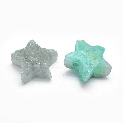 Electroplate Natural Druzy Quartz Charms G-P382-I13-1
