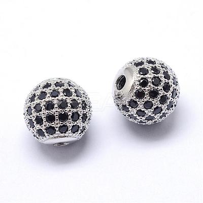 Rack Plating Brass Cubic Zirconia Beads ZIRC-S001-10mm-B03-1