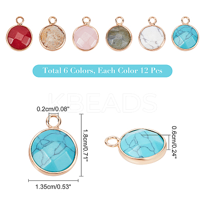 12Pcs 6 Style Natural & Synthetic Mixed Gemstone Pendants G-NB0002-33-1