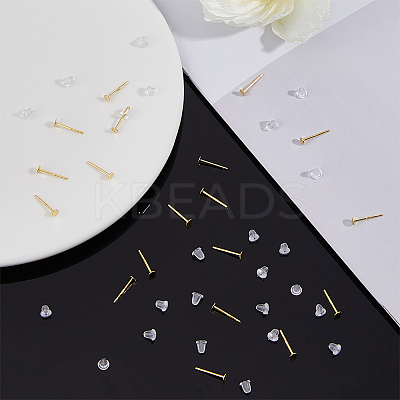 20Pcs 925 Sterling Silver Flat Pad Stud Earring Findings STER-DC0001-63B-1