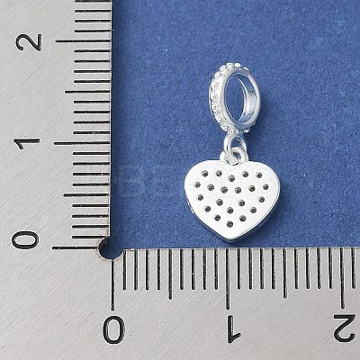 925 Sterling Silver Clear Cubic Zirconia Heart European Dangle Charms LS-STER-H115-07S-1