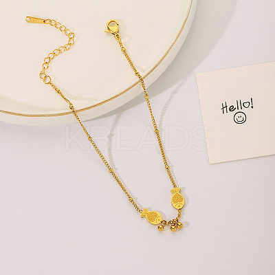 Double Fish 304 Stainless Steel Link Anklets for Women FS-WG2E8EF-01-1