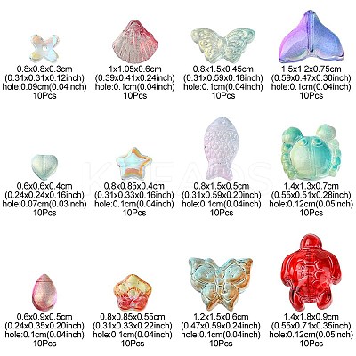 120Pcs 12 Style Transparent Glass Beads Sets GLAA-FS0001-69-1