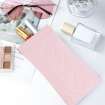 6Pcs 6 Colors Rectangle with Rhombus Pattern PU Imitation Leather Eyeglasses Pouch AJEW-CP0005-57-1