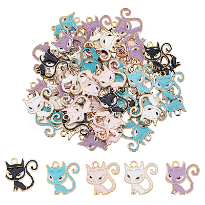 40PCS 5Colors Alloy with Enamal Pendants PALLOY-DC0001-66-1