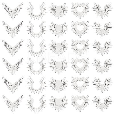 30Pcs 5 Styles Anti-Tarnish 201 Stainless Steel Pendants STAS-UN0062-07P-1