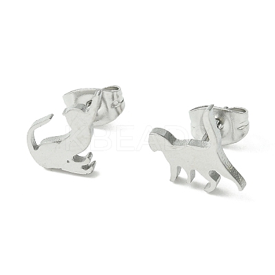 Non-Tarnish Cute Little Animal Theme 304 Stainless Steel Stud Earrings EJEW-B041-02D-P-1