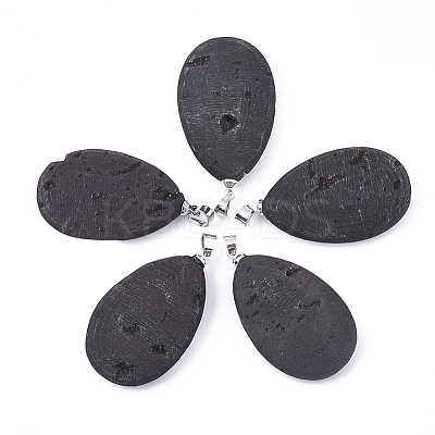 Electroplate Natural Druzy Geode Agate Pendants G-S344-59A-01-1
