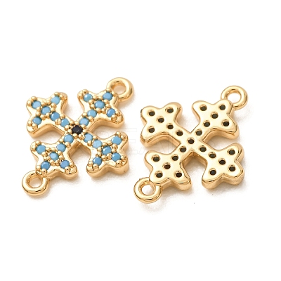 Brass Micro Pave Synthetic Turquoise Connector Charms GG-CBAE681-21G-1