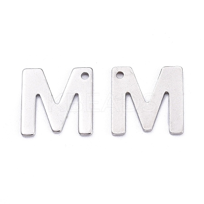 Tarnish Resistant 201 Stainless Steel Letter Charms STAS-S036-M-1