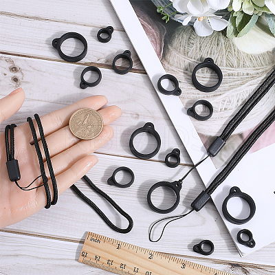 24Pcs 2 Style Silicone Rings with 12Pcs Adjustable Necklace Lanyard Anti-Lost Pendant Holder DIY-GF0008-09B-1