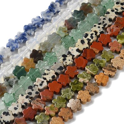 Opalite/Natural Picture Jasper/Blue Spot Jasper/Indian Agate/Dalmatian Jasper/Unakite/Strawberry Quartz Beads Strands G-B138-C01-01-1
