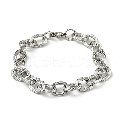 Non-Tarnish 201 Stainless Steel Cable Chain Bracelets STAS-Z056-10P-1
