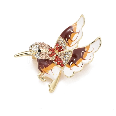 Bird Enamel Pin with Rhinestone JEWB-A004-18G-B-1