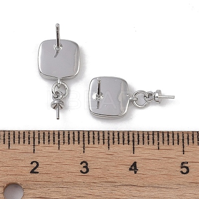 Brass with Shell Stud Earring Findings KK-G497-33P-1
