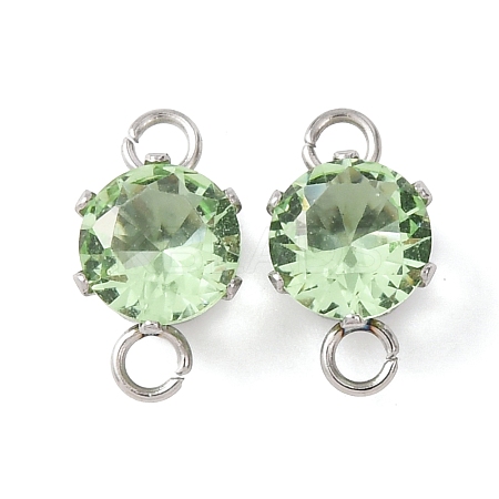 304 Stainless Steel Micro Pave Cubic Zirconia Connector Charms STAS-H240-50P-02-1