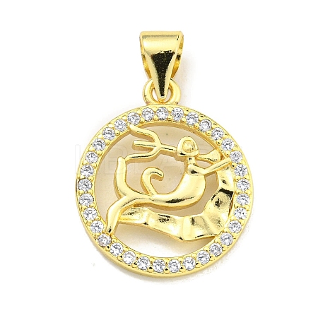 Brass Micro Pave Cubic Zirconia Pendants KK-K354-03G-08-1