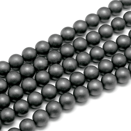 Frosted Non-magnetic Synthetic Hematite Round Bead Strands X-G-J344-8mm-1
