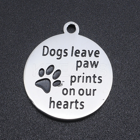 Non-Tarnish 201 Stainless Steel Etched Pendants STAS-N090-JN809-1