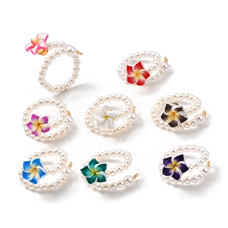 Handmade Polymer Clay Cuff Rings for Women RJEW-JR00917-02-S-1