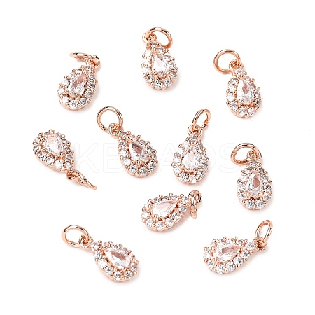 Brass Micro Pave Cubic Zirconia Charms LS-RB-I077-15RG-RS-1-1