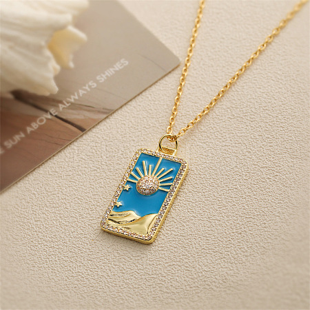 Brass Micro Pave Clear Cubic Zirconia Medal Pendant Necklaces FS-WGD45DE-08-1