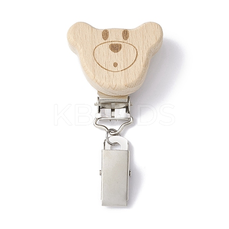 Iron ID Card Clips with Wood Animal JEWB-BR00127-05-1
